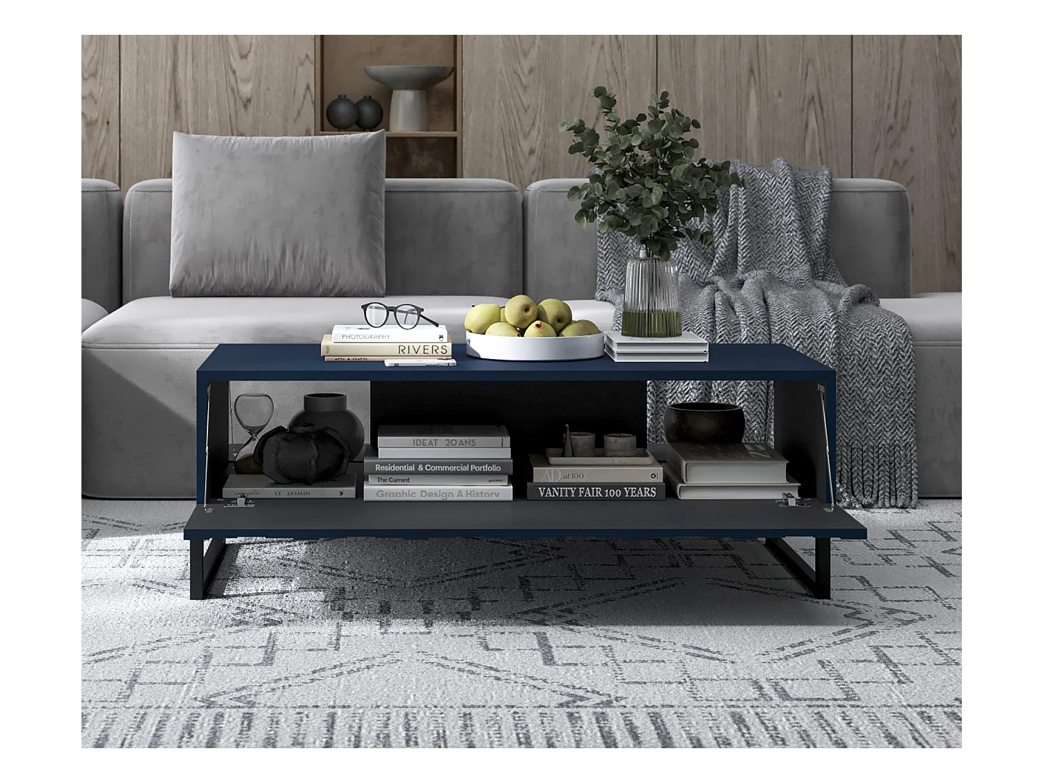 Stolik kawowy TAL 3D 110x54cm granatowy mat