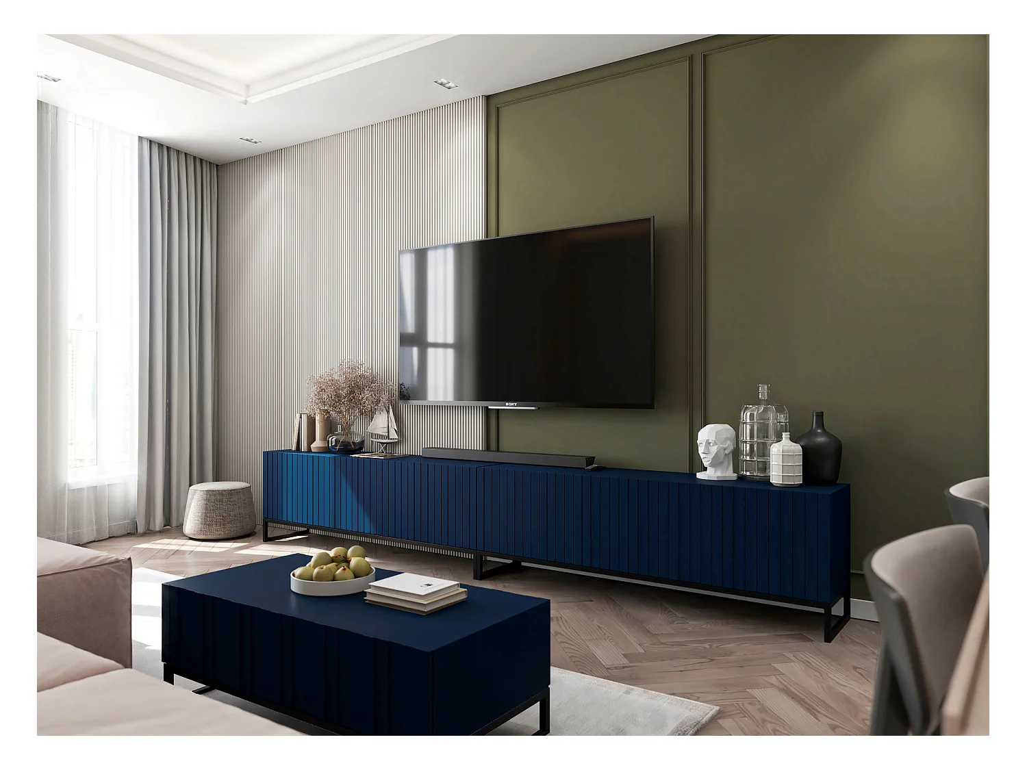 Stolik kawowy TAL 3D 110x54cm granatowy mat