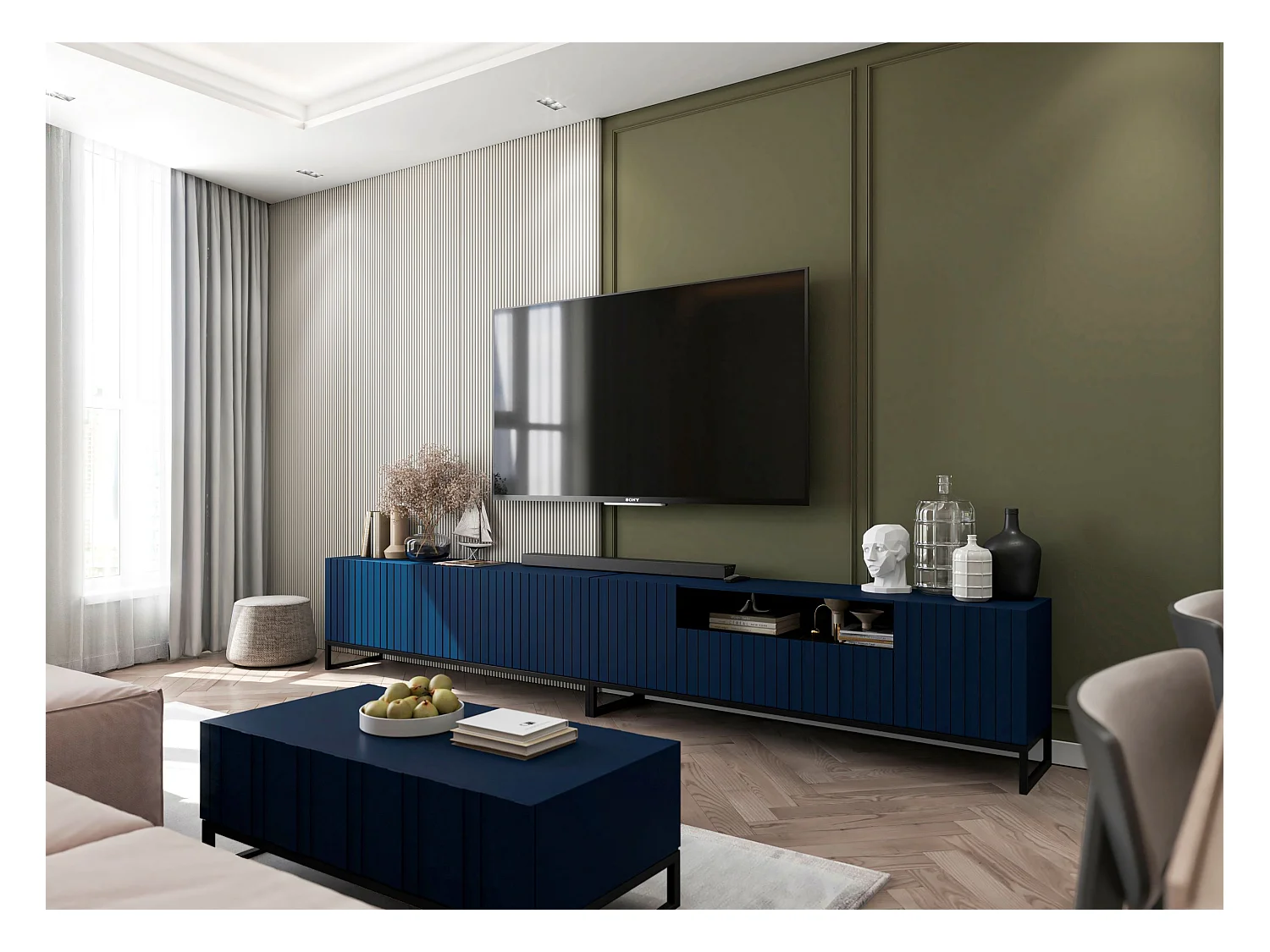 Stolik kawowy TAL 3D 110x54cm granatowy mat