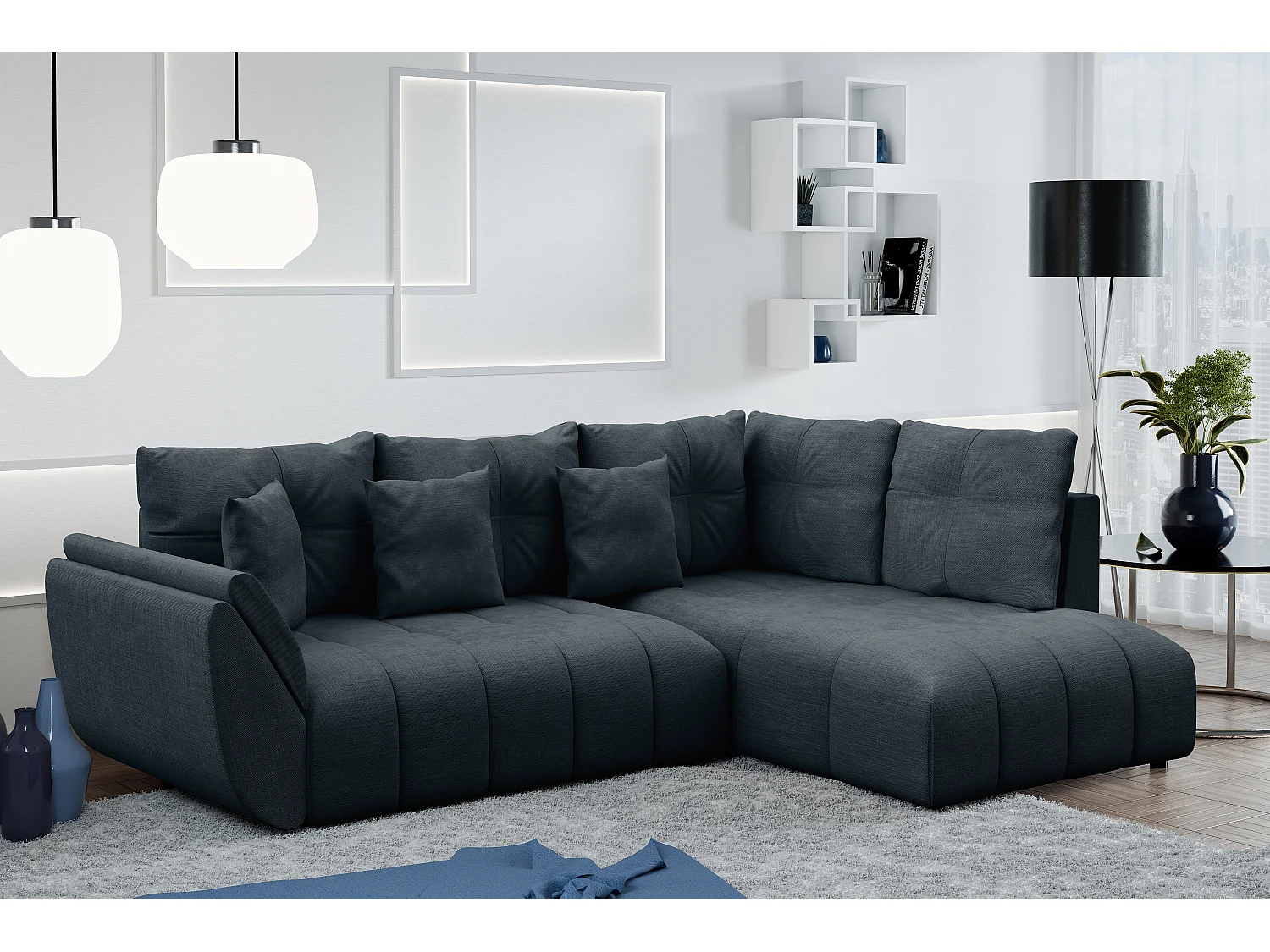 AX LIVING Canapé d angle convertible Kayseri canapé gris 266 cm