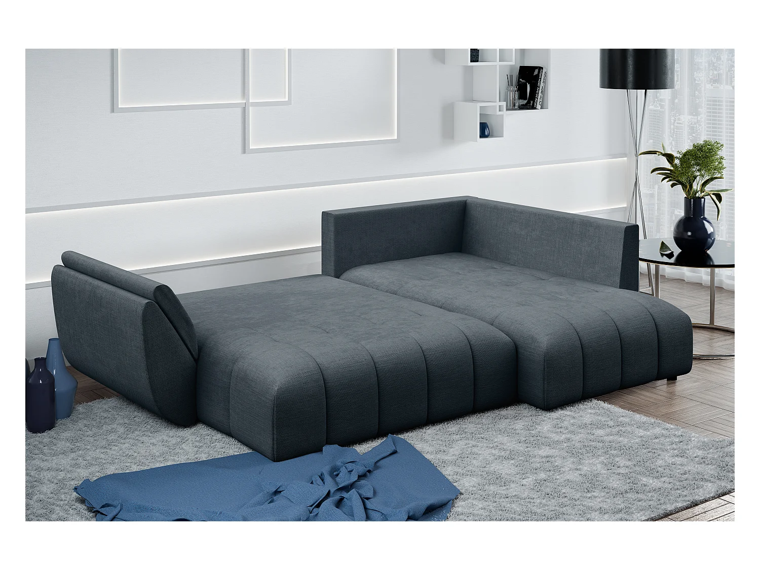 AX LIVING Canapé d angle convertible Kayseri canapé gris 266 cm