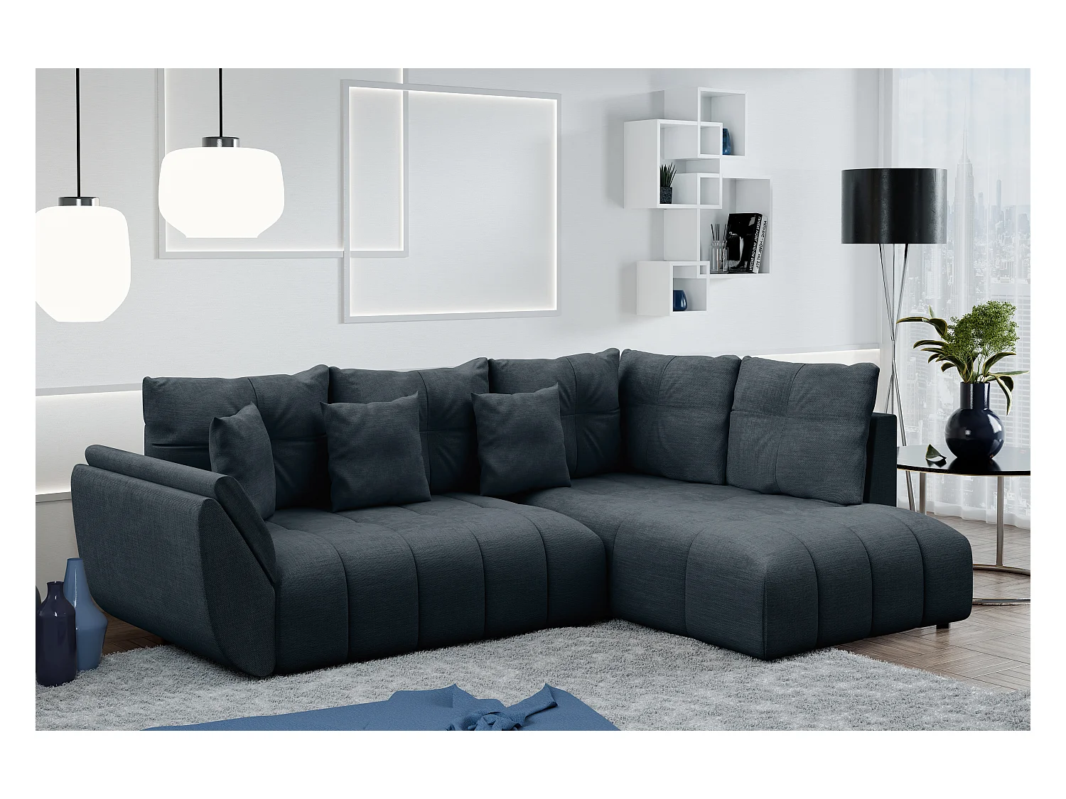 AX LIVING Canapé d angle convertible Kayseri canapé gris 266 cm