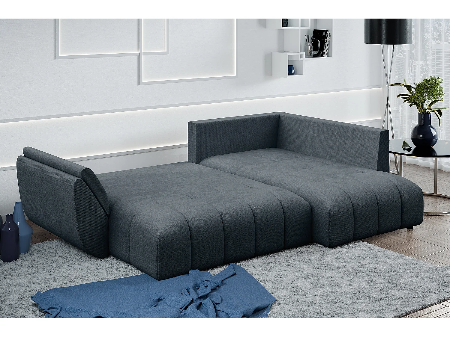AX LIVING Canapé d angle convertible Kayseri canapé gris 268 cm