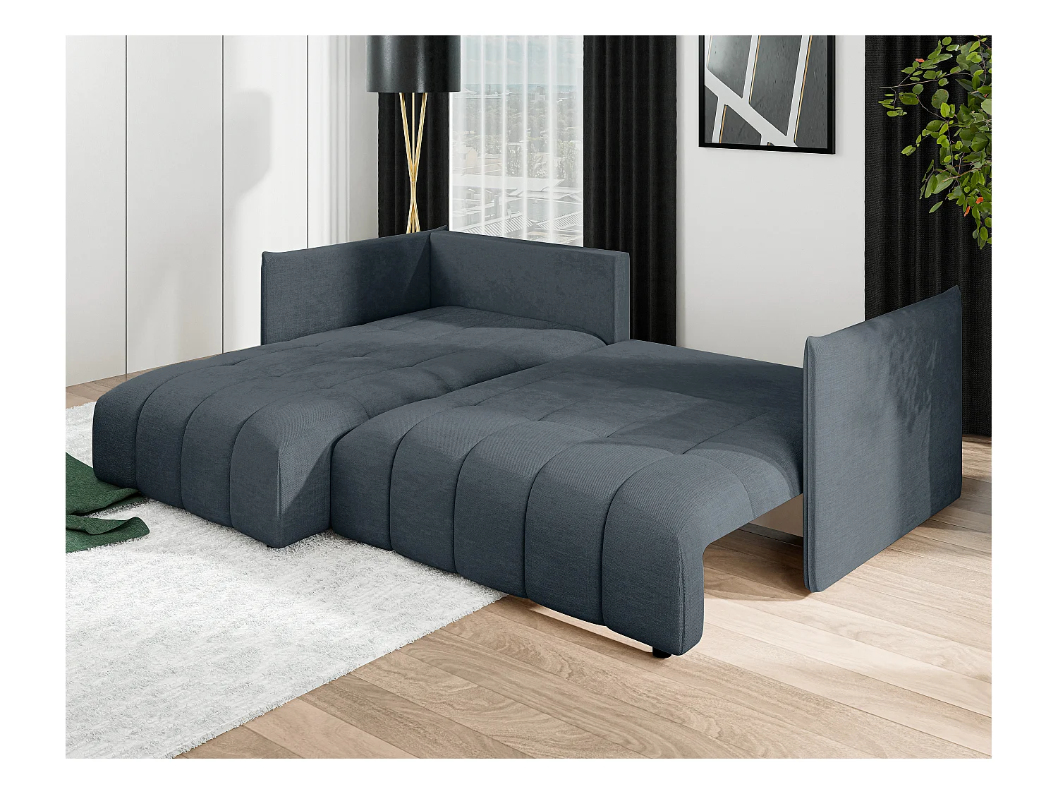 AX LIVING Hoekbank L vorm Gaziante 245 cm in Grijs met Bedfunctie