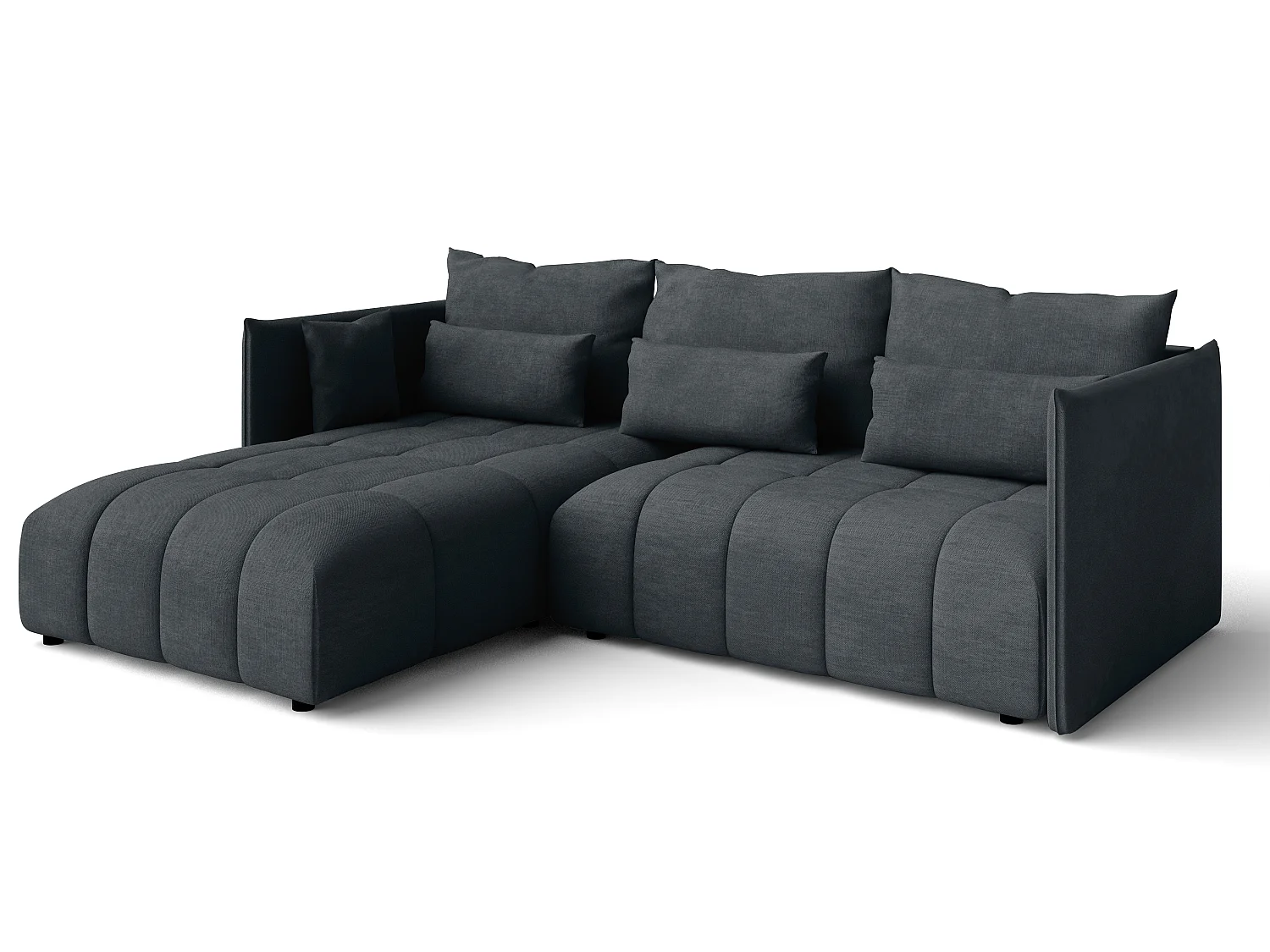 AX LIVING Canapé d’angle convertible Gaziante – 245cm gris avec coffre