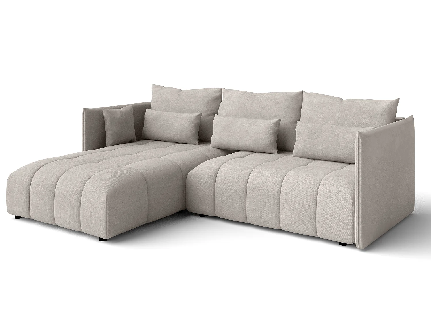 AX LIVING Canapé d’angle convertible Gaziante 248 cm beige avec coffre