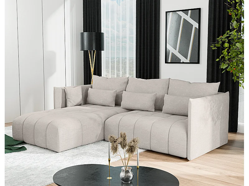 AX LIVING Gaziante beige Eckschlafcouch mit Bettkasten 245 cm