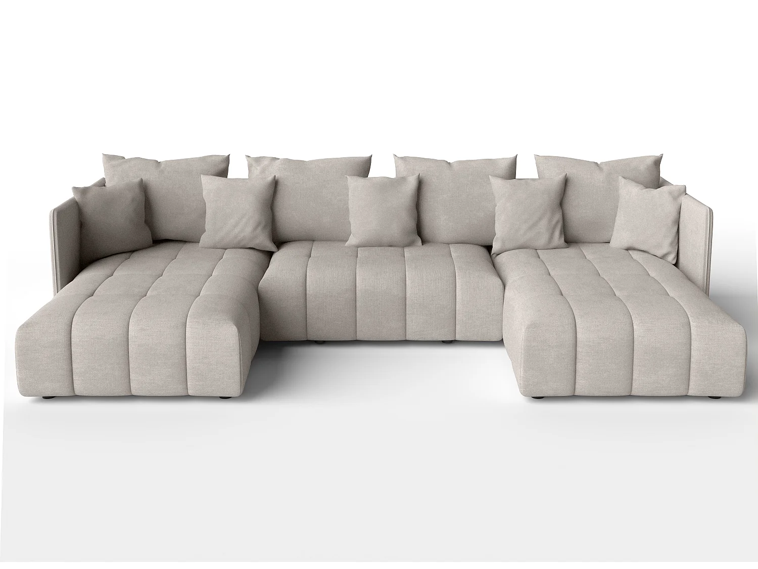 AX LIVING Hoekbank U vorm Mersino 353 cm in Beige met Bedfunctie