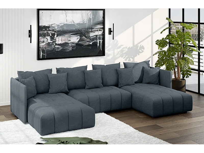 AX LIVING Canapé en u Mersino canapé panoramique convertible gris 353