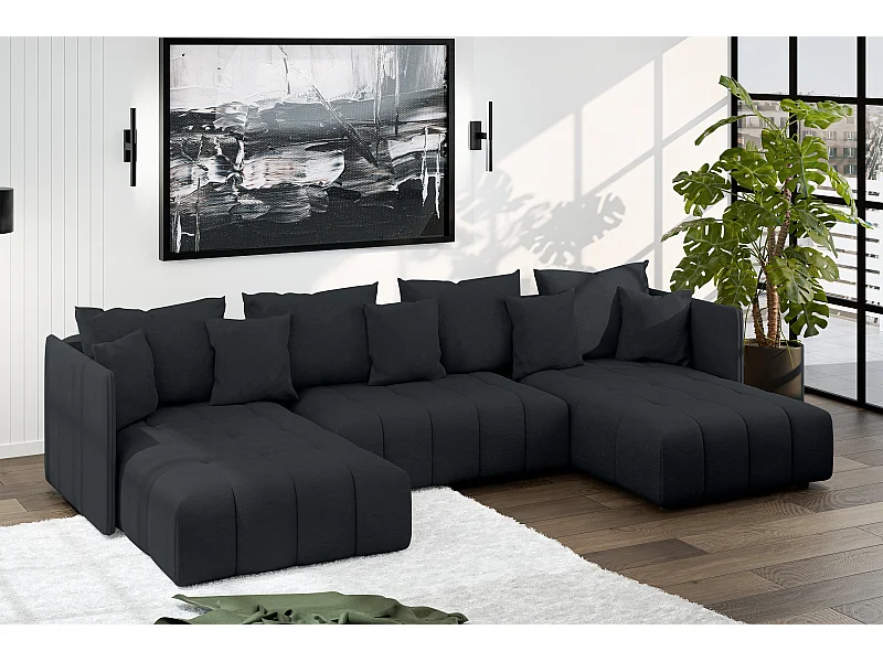 AX LIVING Canapé u Mersino canapé panoramique convertible anthracite