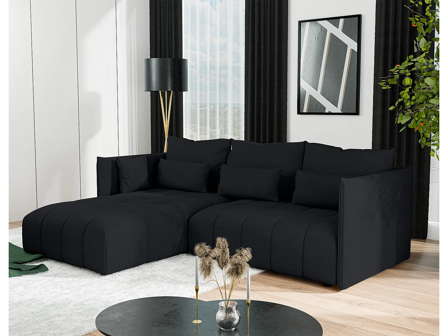 AX LIVING Gaziante Eckschlafcouch mit Bettkasten 245 cm anthrazit