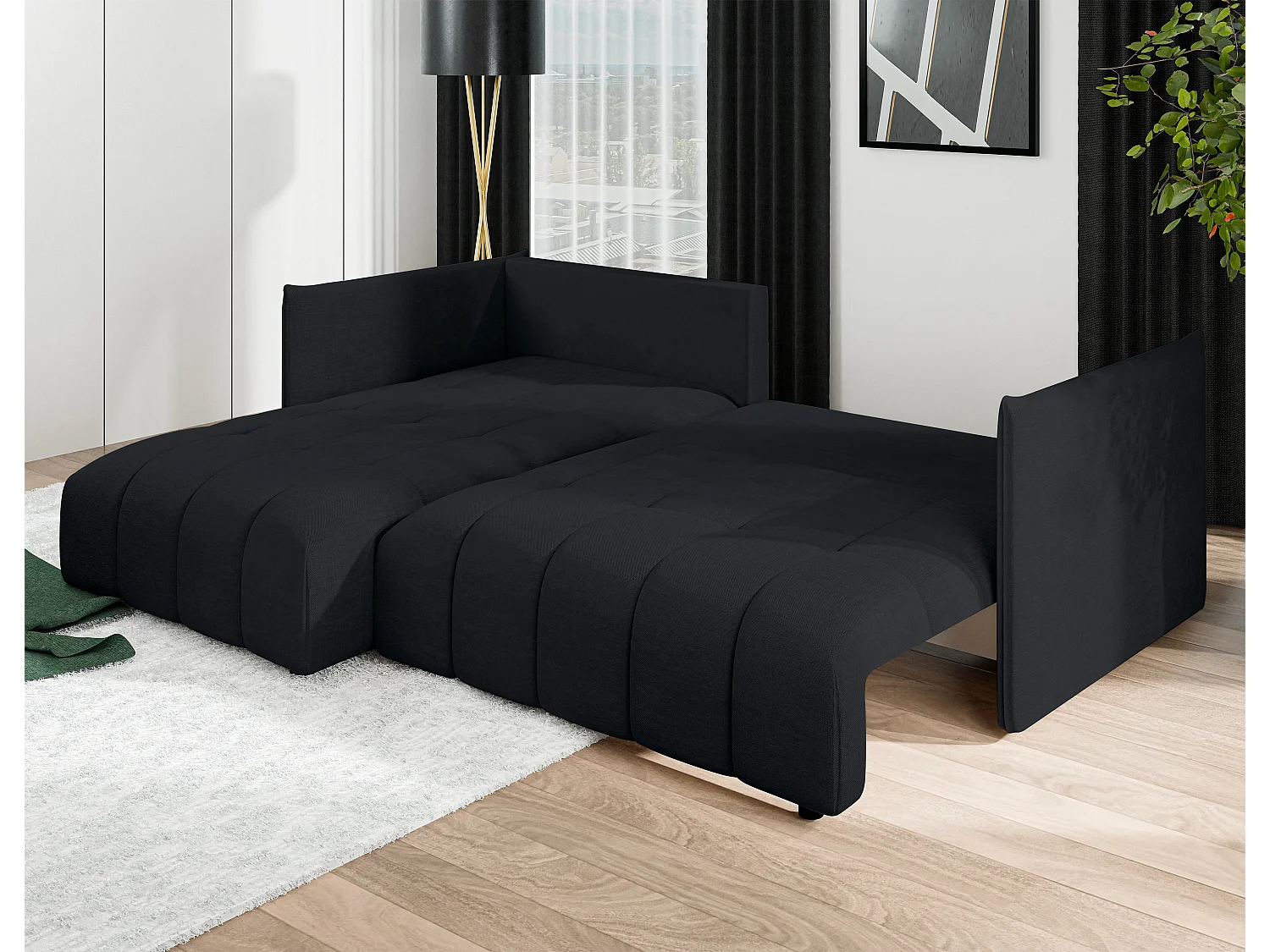 AX LIVING Canapé d’angle convertible Gaziante – 245 cm anthracite