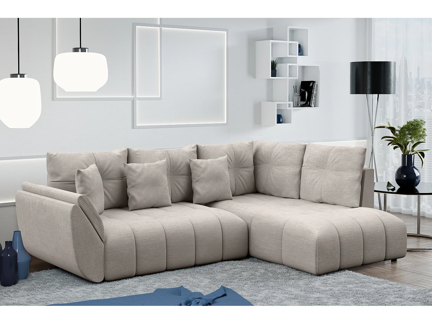 AX LIVING Canapé d angle convertible Kayseri canapé beige 266 cm