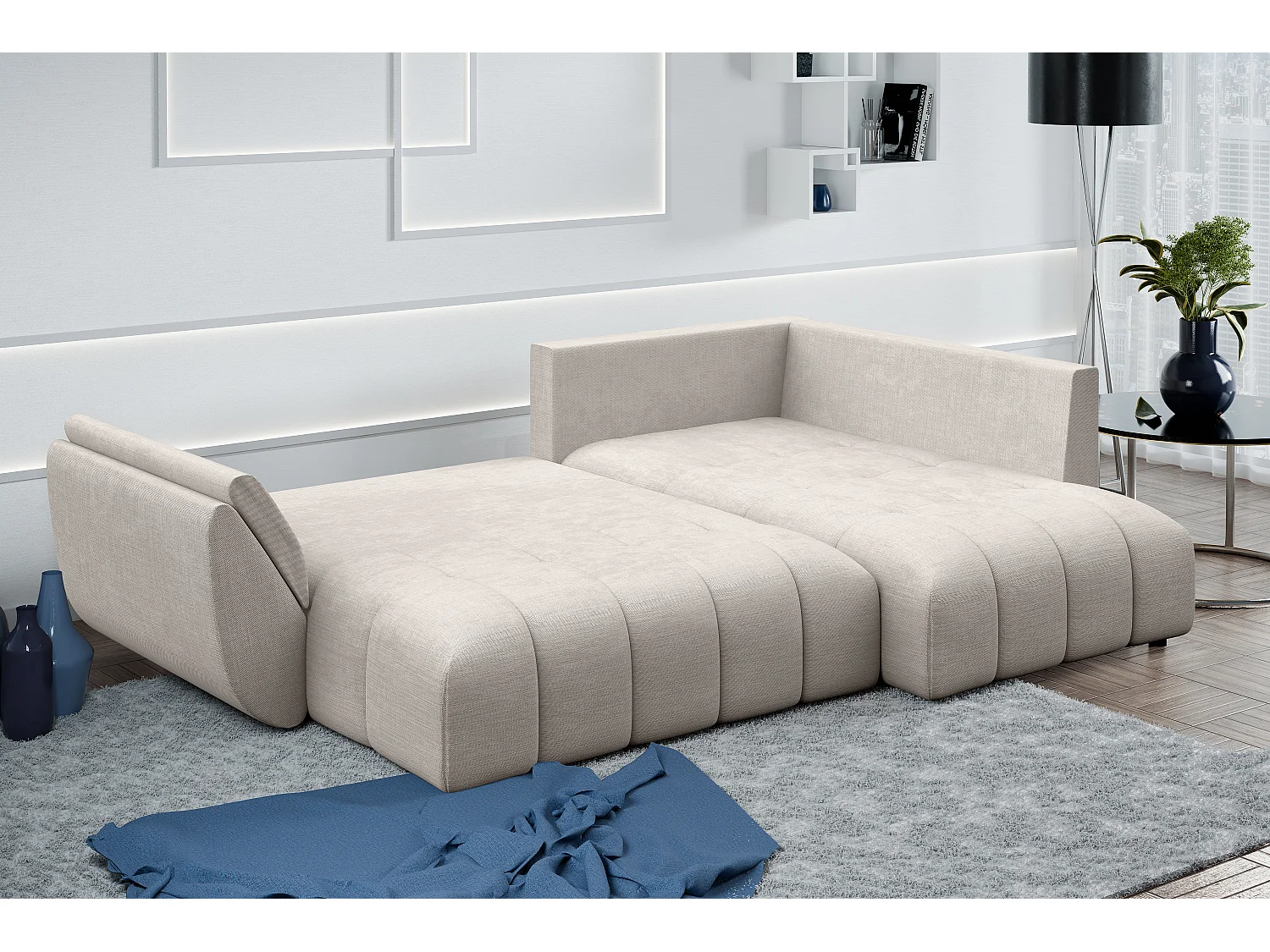 AX LIVING Canapé d angle convertible Kayseri canapé beige 266 cm