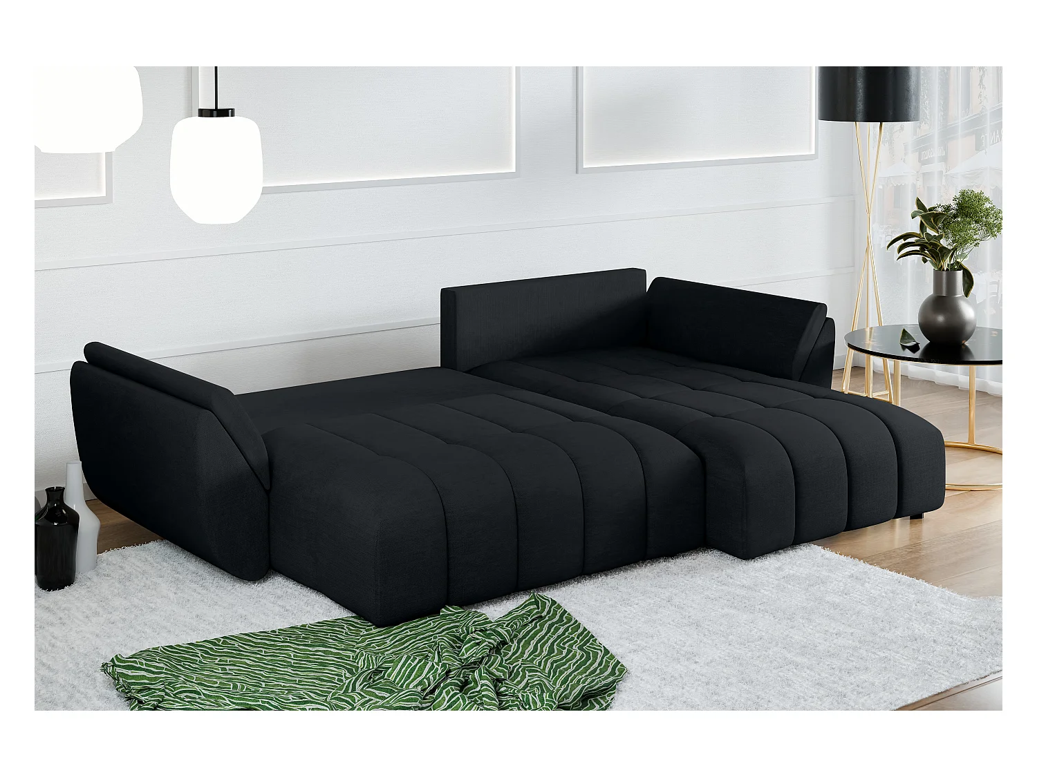 AX LIVING Antalya Eckschlafcouch mit Bettkasten 280 cm anthrazit