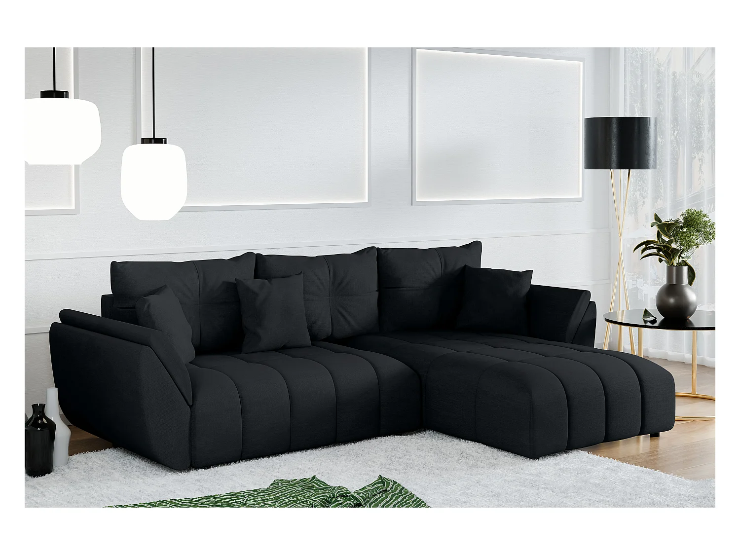 AX LIVING Canapé méridien Antalya canapé angles convertible gris foncé