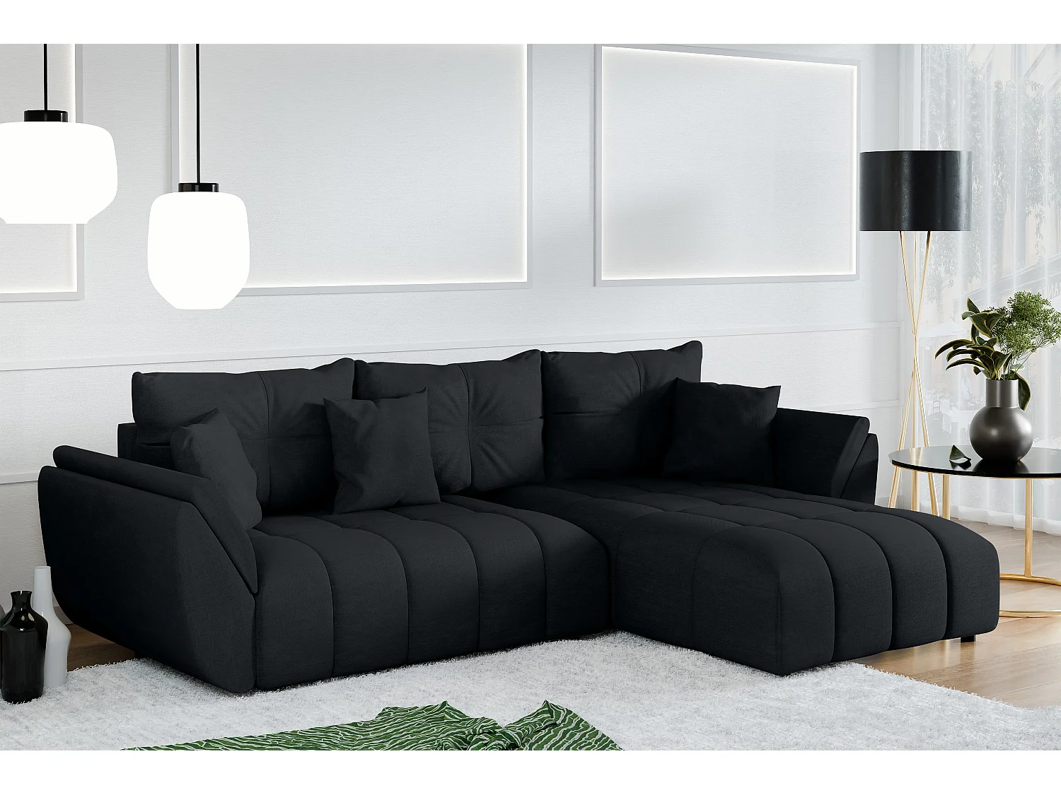 AX LIVING Hoekbank L vorm Antalya 280 cm in Antraciet met Bedfunctie