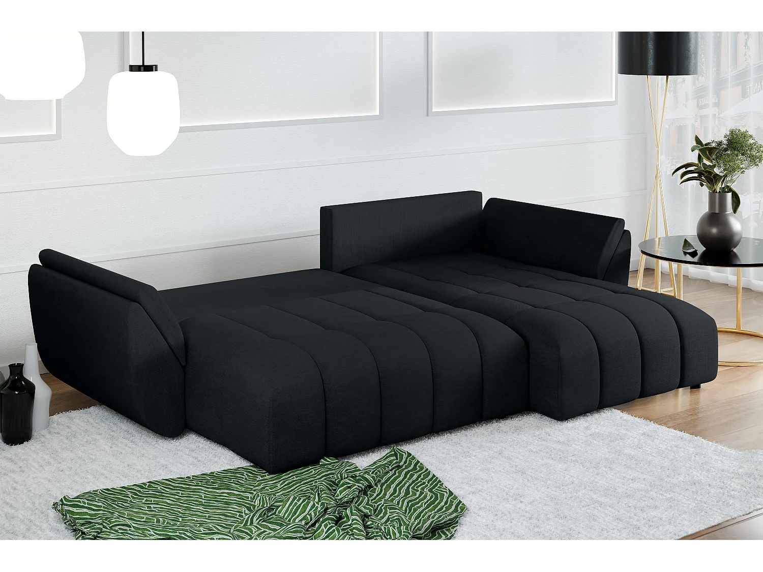 AX LIVING Canapé méridien Antalya canapé angles convertible gris foncé