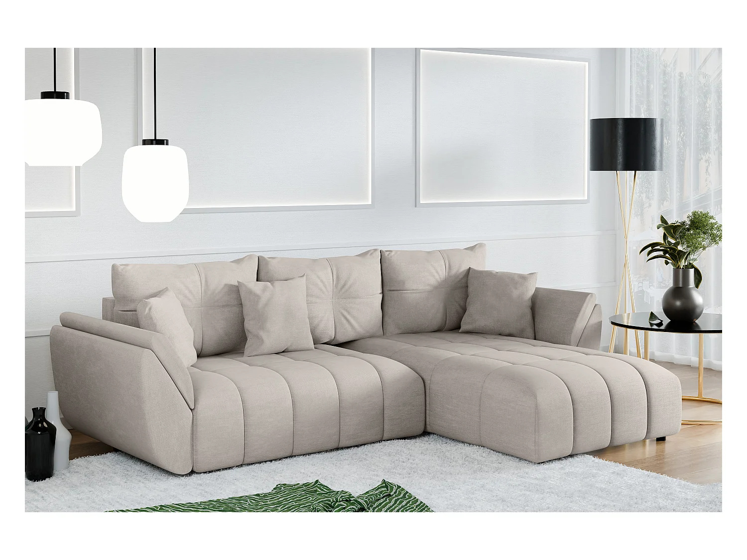 AX LIVING Canapé méridien Antalya canapé d angles convertible beige