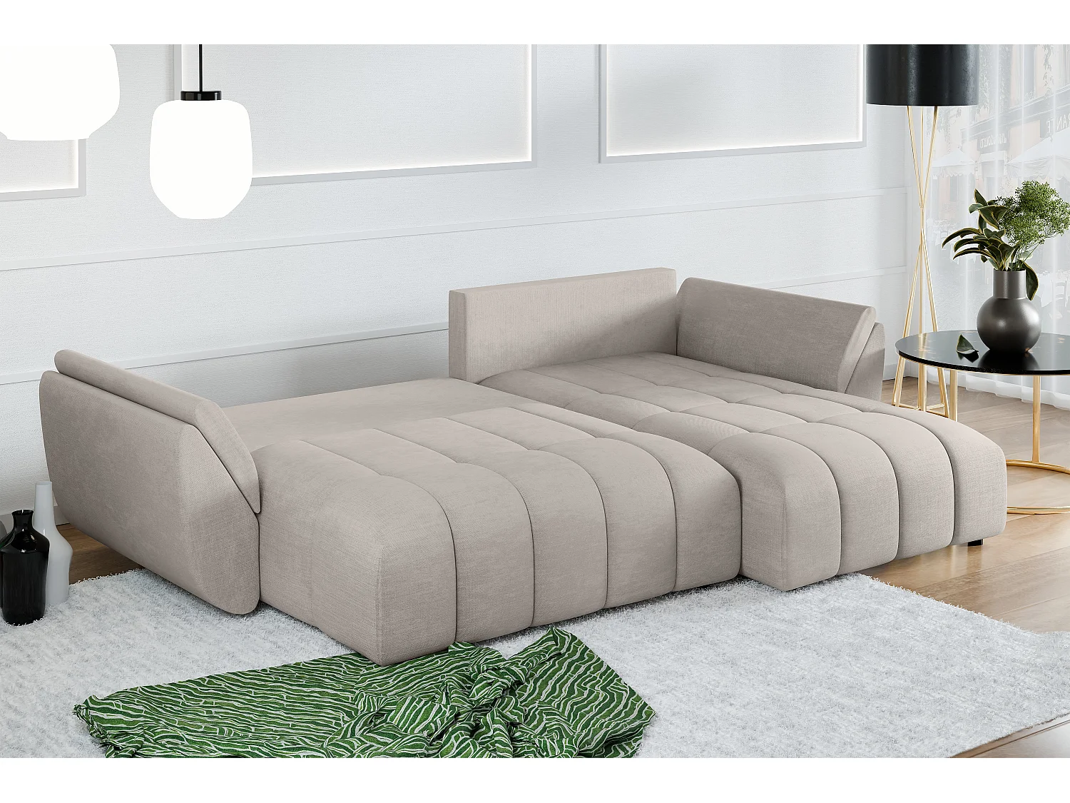 AX LIVING Canapé méridien Antalya canapé d angles convertible beige