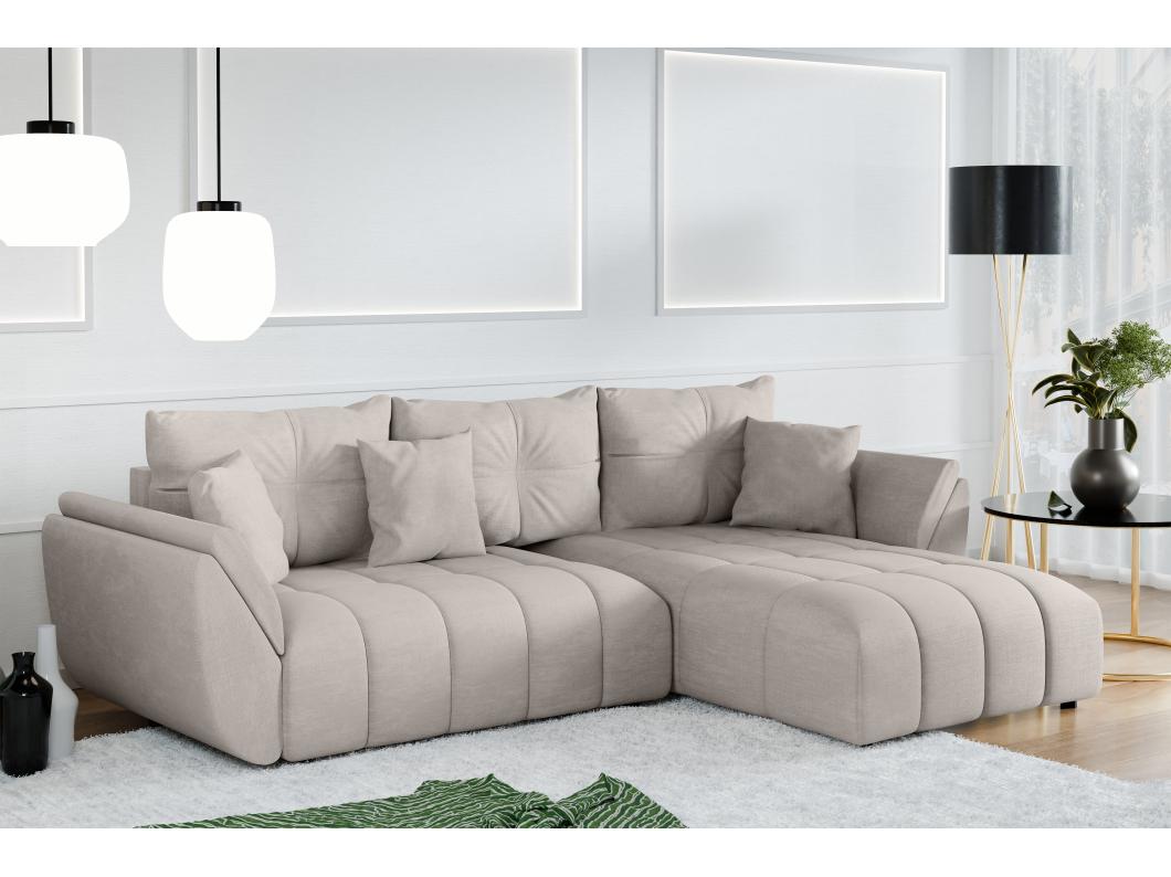 AX LIVING Antalya beige Eckschlafcouch mit Bettkasten 280 cm