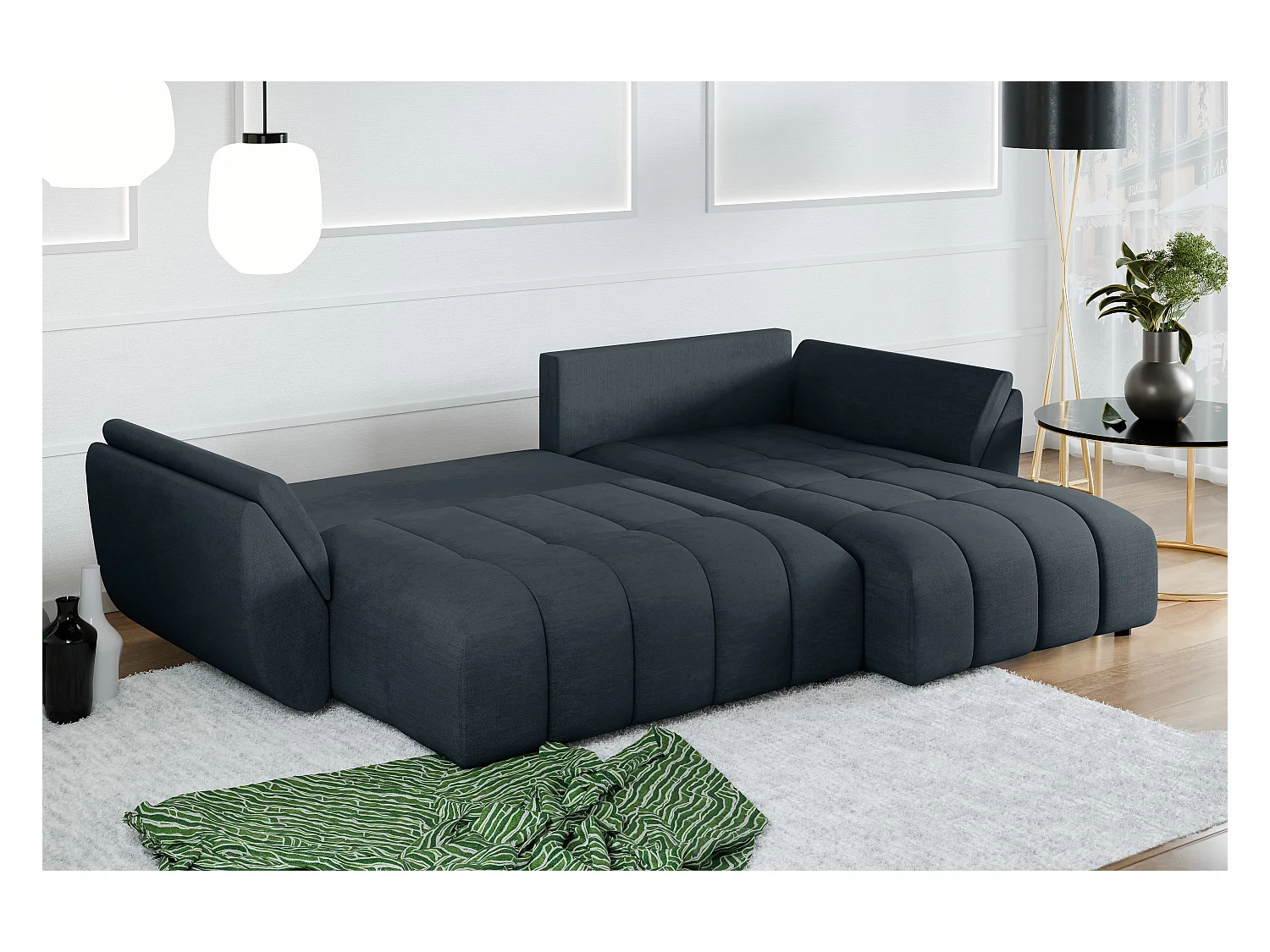 AX LIVING Antalya Eckschlafcouch mit Bettkasten 280 cm graphit