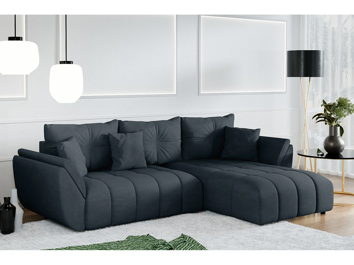 AX LIVING Antalya Eckschlafcouch mit Bettkasten 280 cm graphit