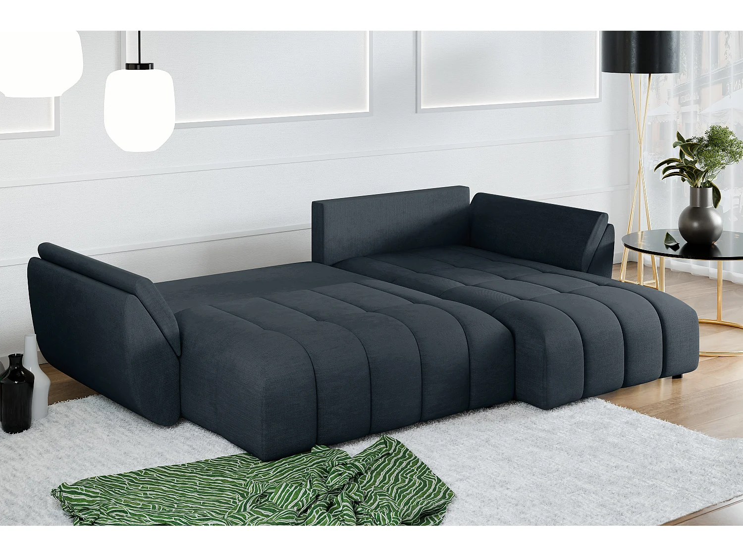 AX LIVING Antalya Eckschlafcouch mit Bettkasten 280 cm graphit