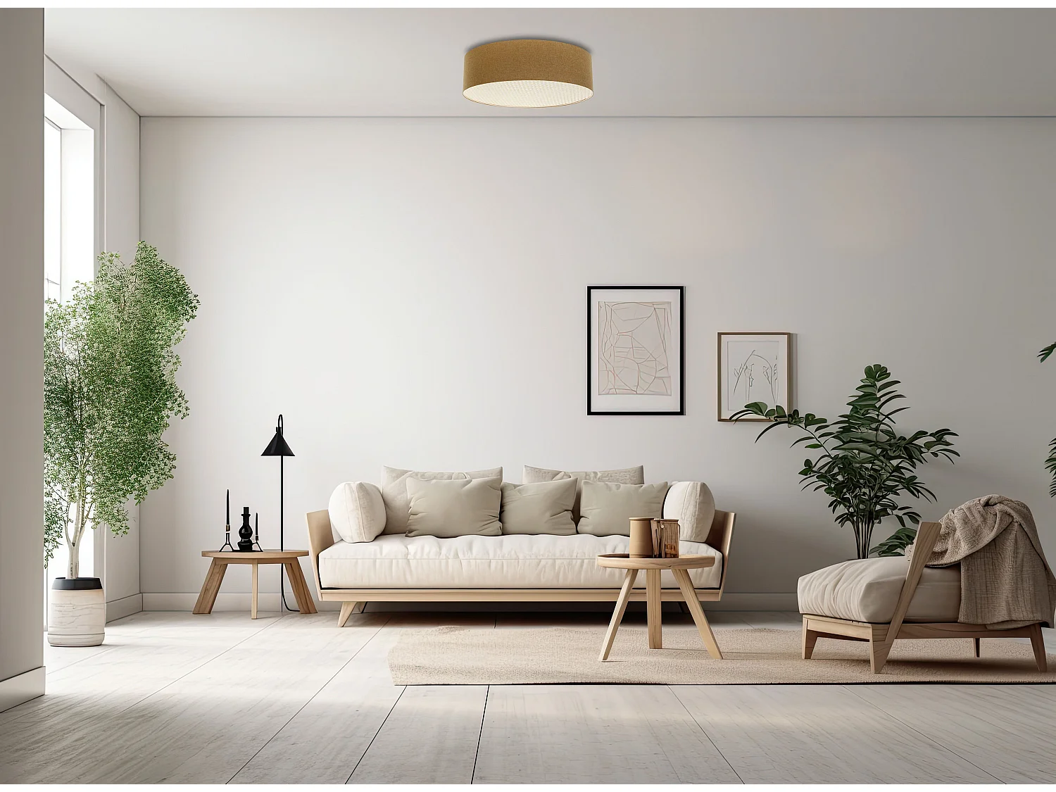 Plafon sufitowy ERUTAN RATTAN 50 żółty