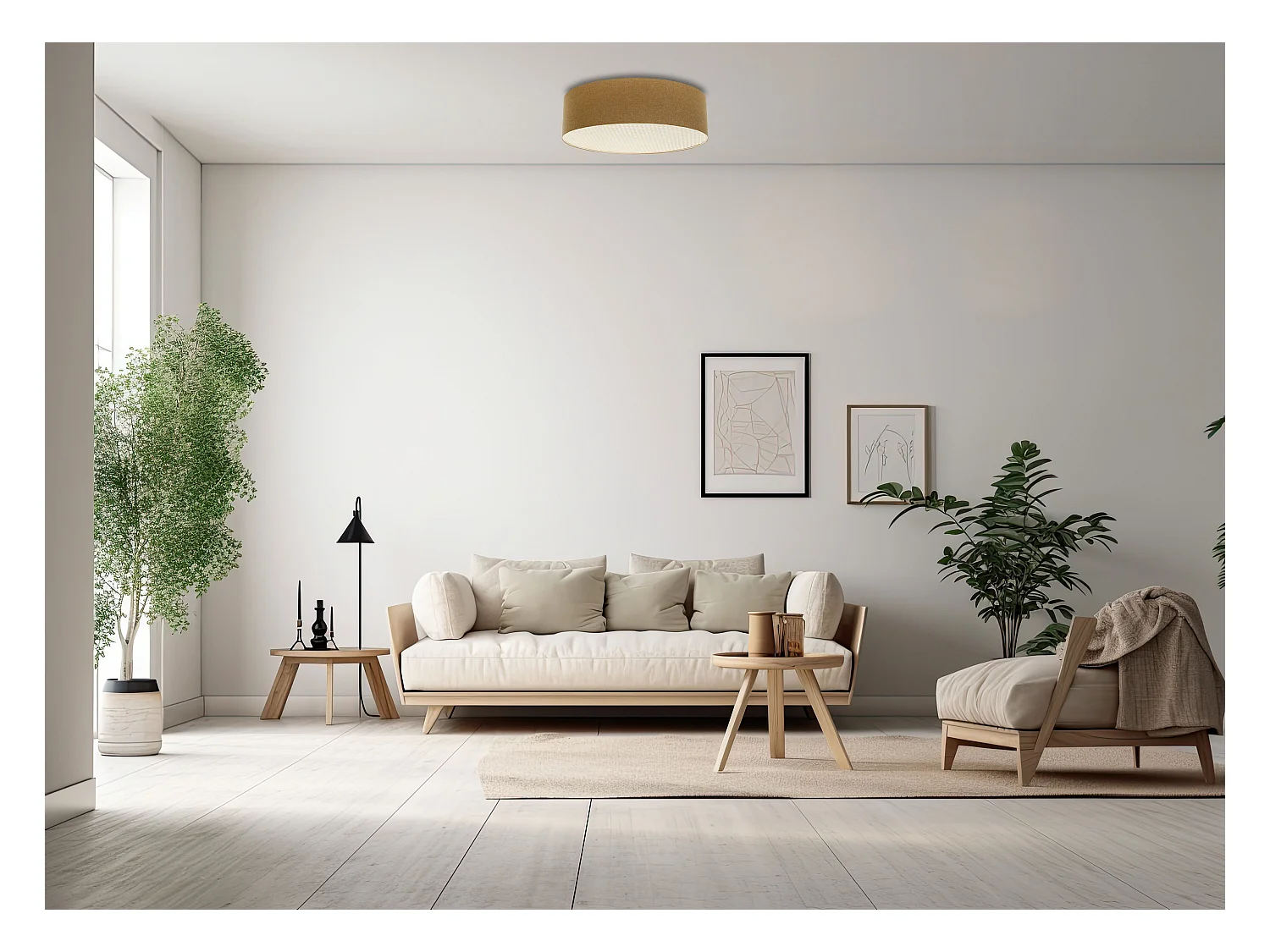 Plafon sufitowy ERUTAN RATTAN 70 żółty