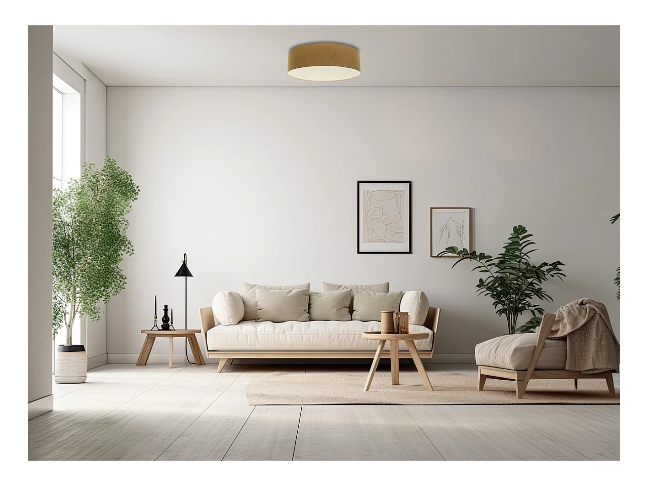 Plafon sufitowy ERUTAN RATTAN 40 żółty