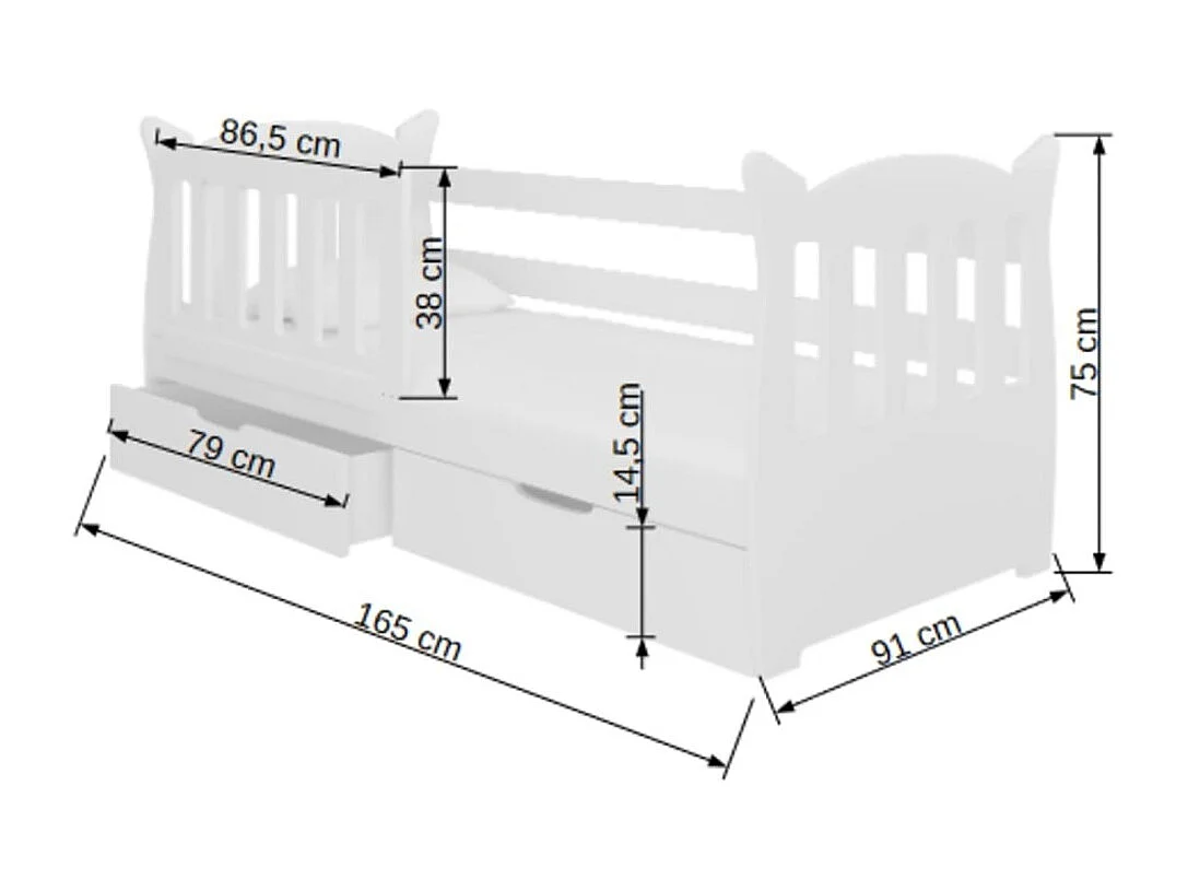 Bett Ena (90x160)/Matratze inklusive/orange