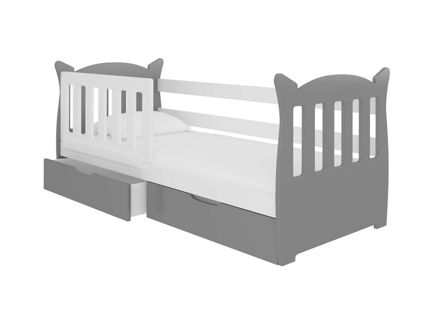 Bett Ena (90x160)/Matratze inklusive/grau