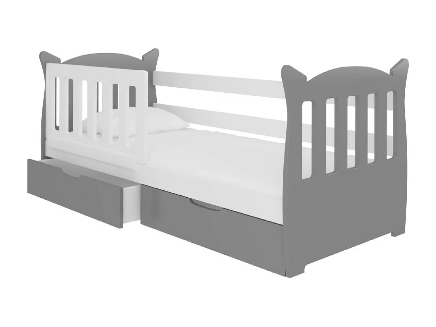 Bett Ena (90x160)/Matratze inklusive/grau