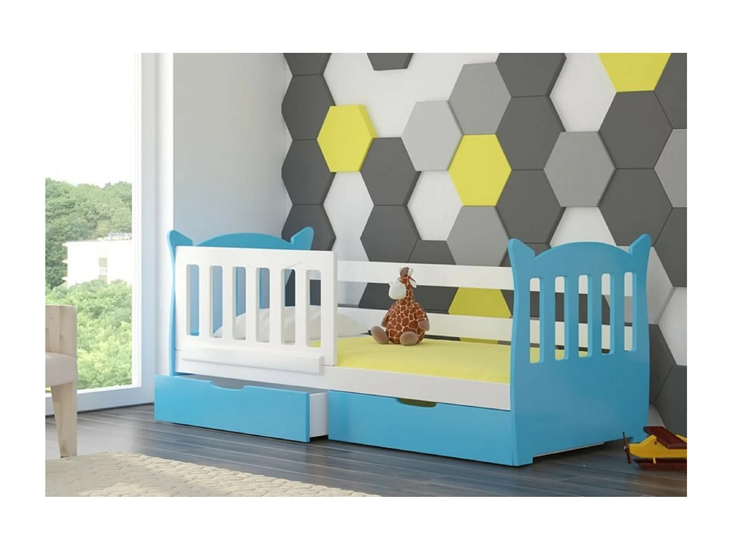 Bett Ena (90x160)/Matratze inklusive/Blau