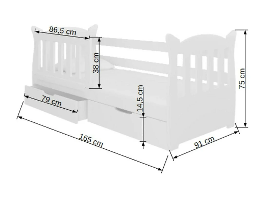Lit Ena (90x160)/matelas inclus/bleu