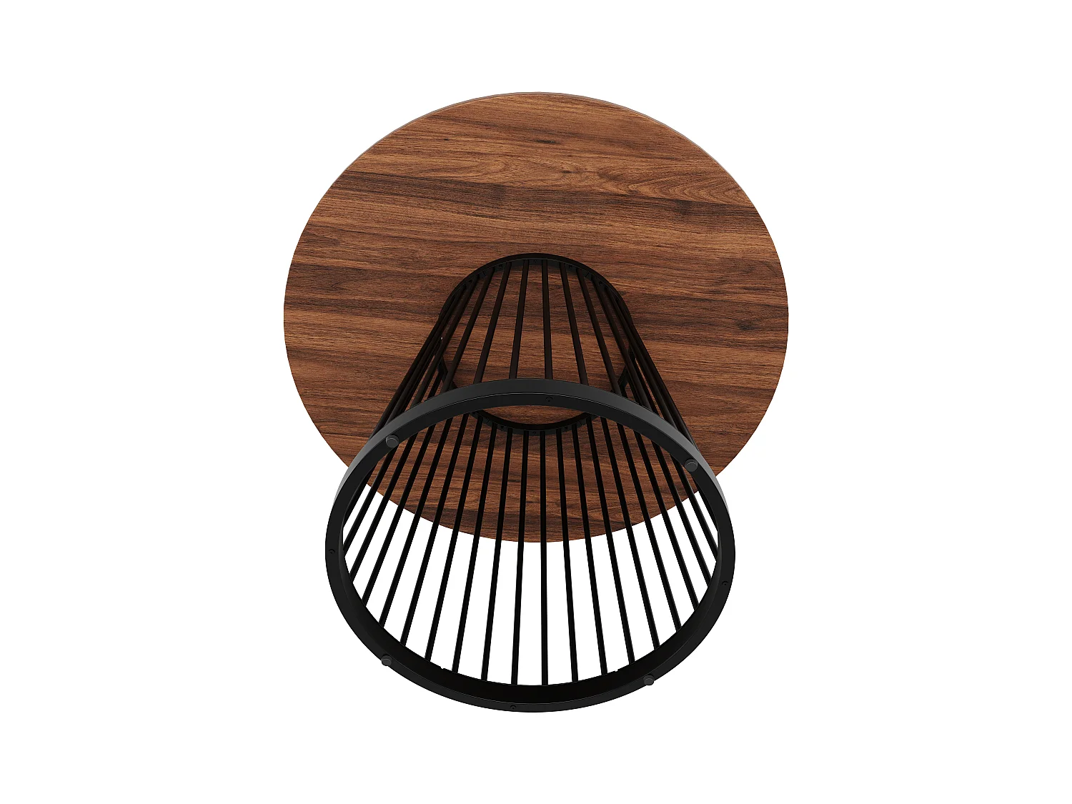 Ronde eettafel - Metalens frame - Tafelblad met houtnerf - voor 2 tot 4 personen - MDF - Zwart & Bruin