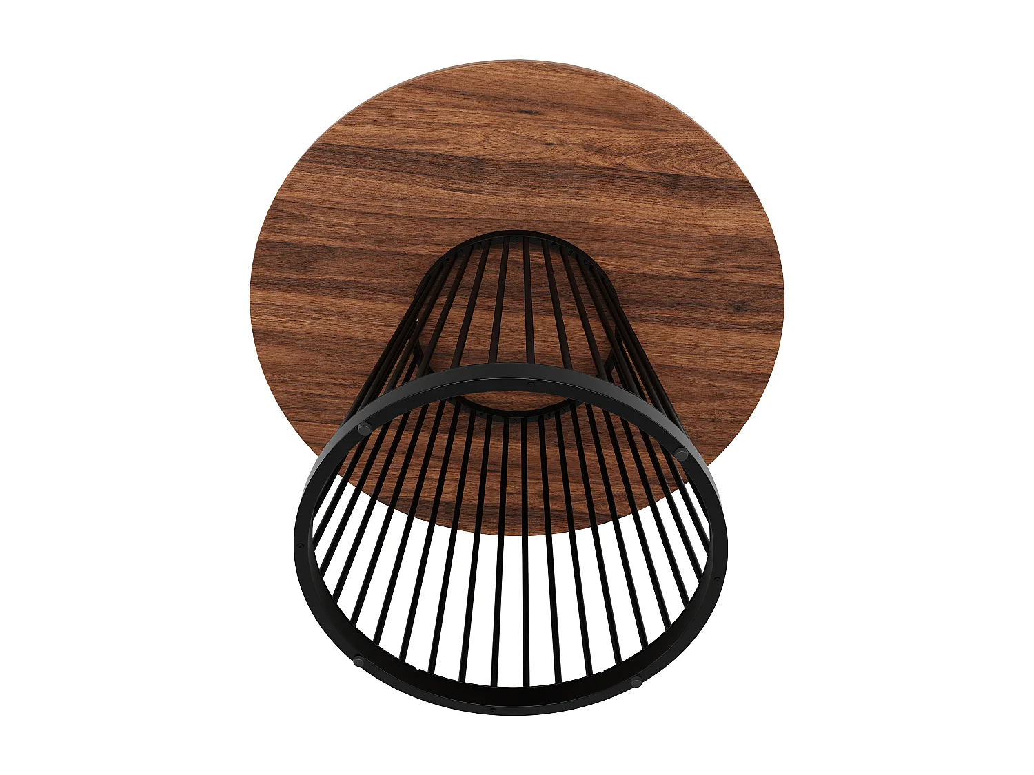 Tavolo rotondo da pranzo - Struttura in metallo - Piano tavola effetto legno - per 2-4 persone - MDF - Nero & Marrone