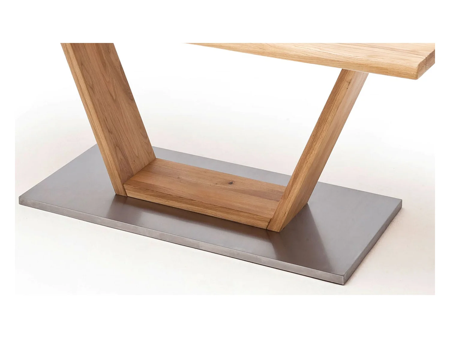 Table à manger bord droit en bois massif avec pied en V - L.160 x H.77 x P.90 cm