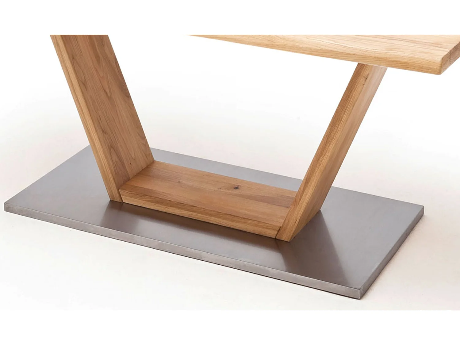 Table à manger bord droit en bois massif avec pied en V - L.160 x H.77 x P.90 cm