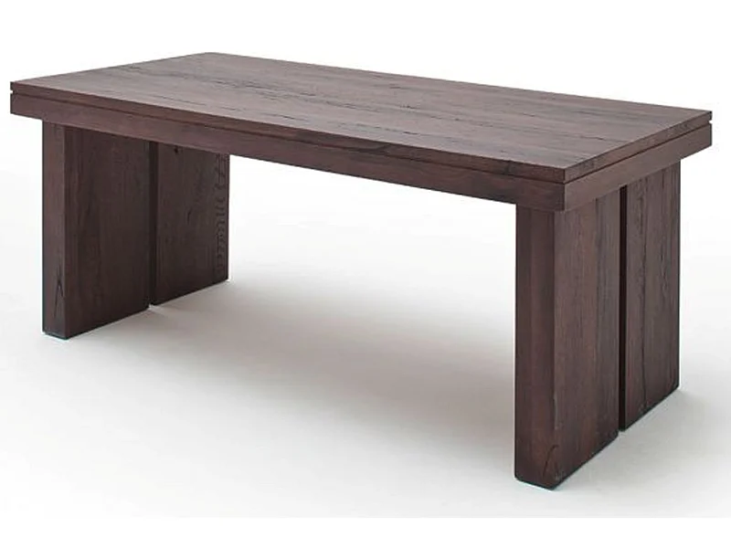 Table à manger rectangulaire en chêne massif patiné laqué mat - L.180 x H.76 x P.90 cm