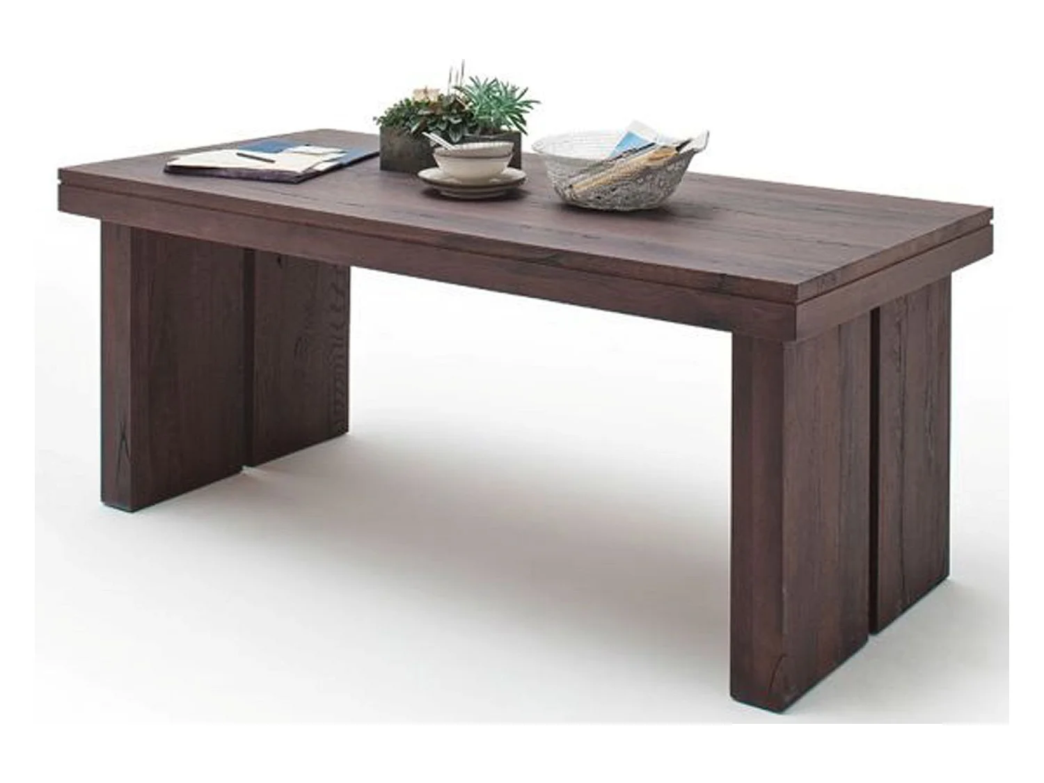 Table à manger rectangulaire en chêne massif patiné laqué mat - L.180 x H.76 x P.90 cm