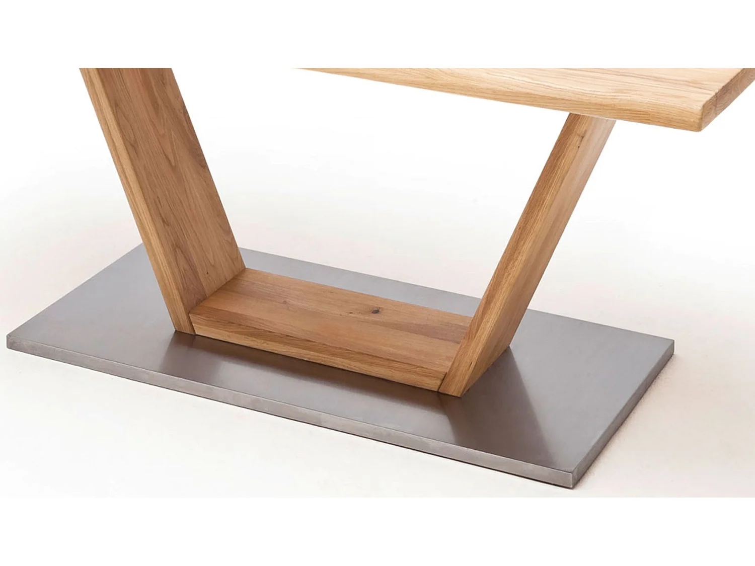 Table à manger en bois massif bord d'arbre en V - L.160 x H.77 x P.90 cm