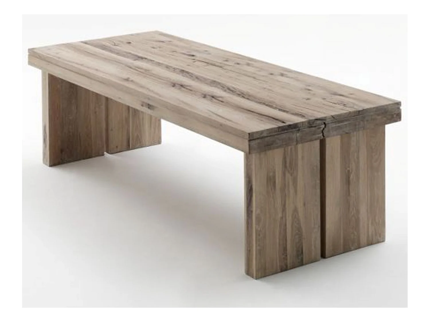 Table à manger rectangulaire en chêne chaulé laqué - L.260 x H.76 x P.100 cm