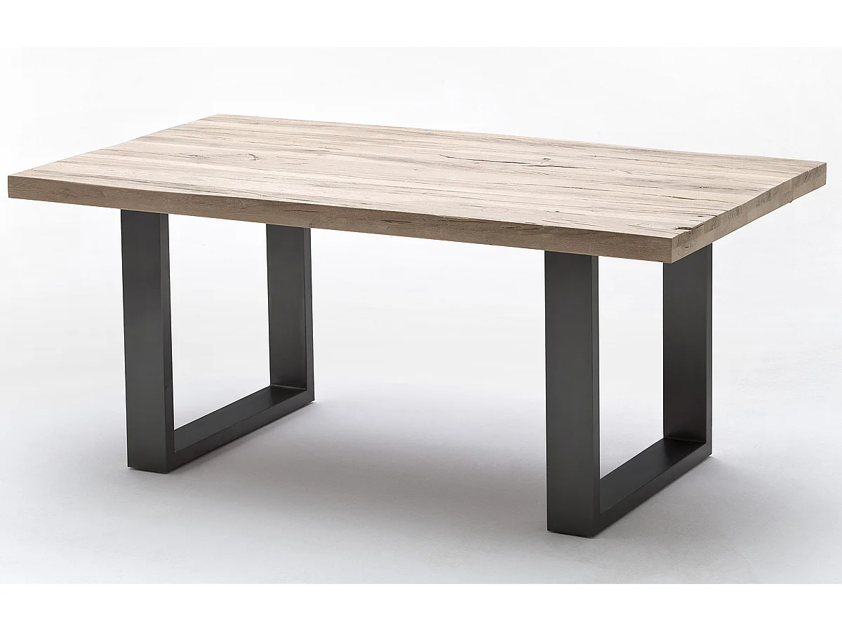 Table à manger en chêne massif chaulé/anthracite - L260 x H76 x P100 cm