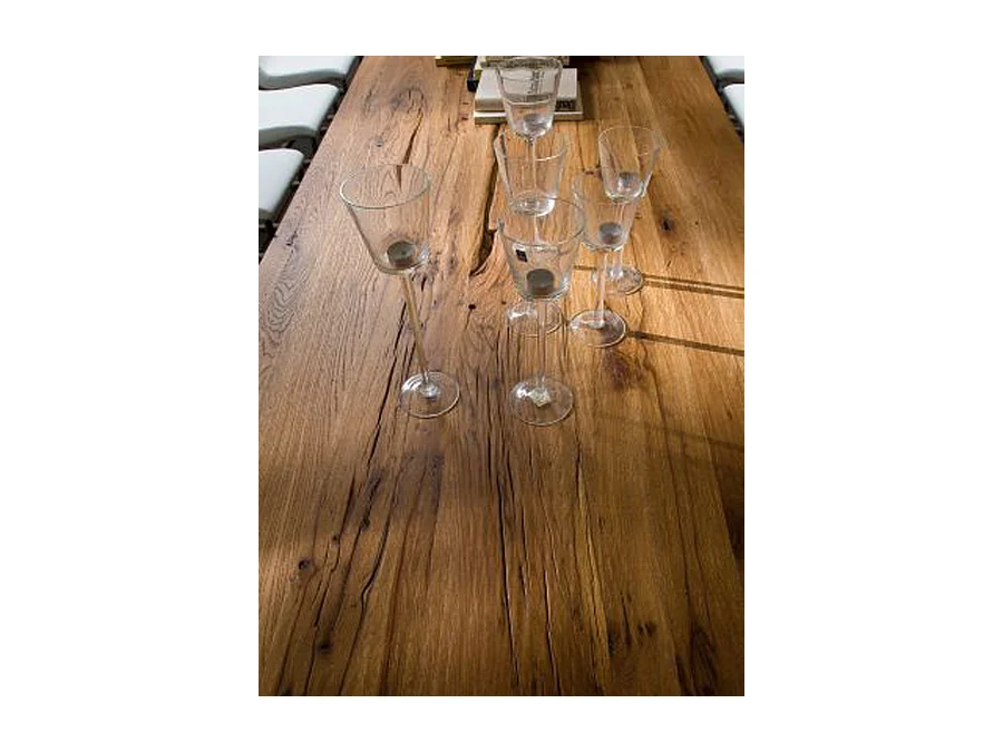 Table à manger rectangulaire en chêne bassano laqué - L.220 x H.76 x P.100 cm