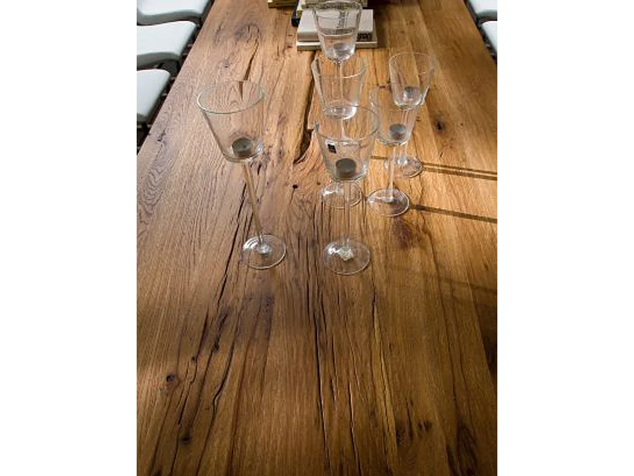 Table à manger rectangulaire en chêne bassano laqué - L.220 x H.76 x P.100 cm