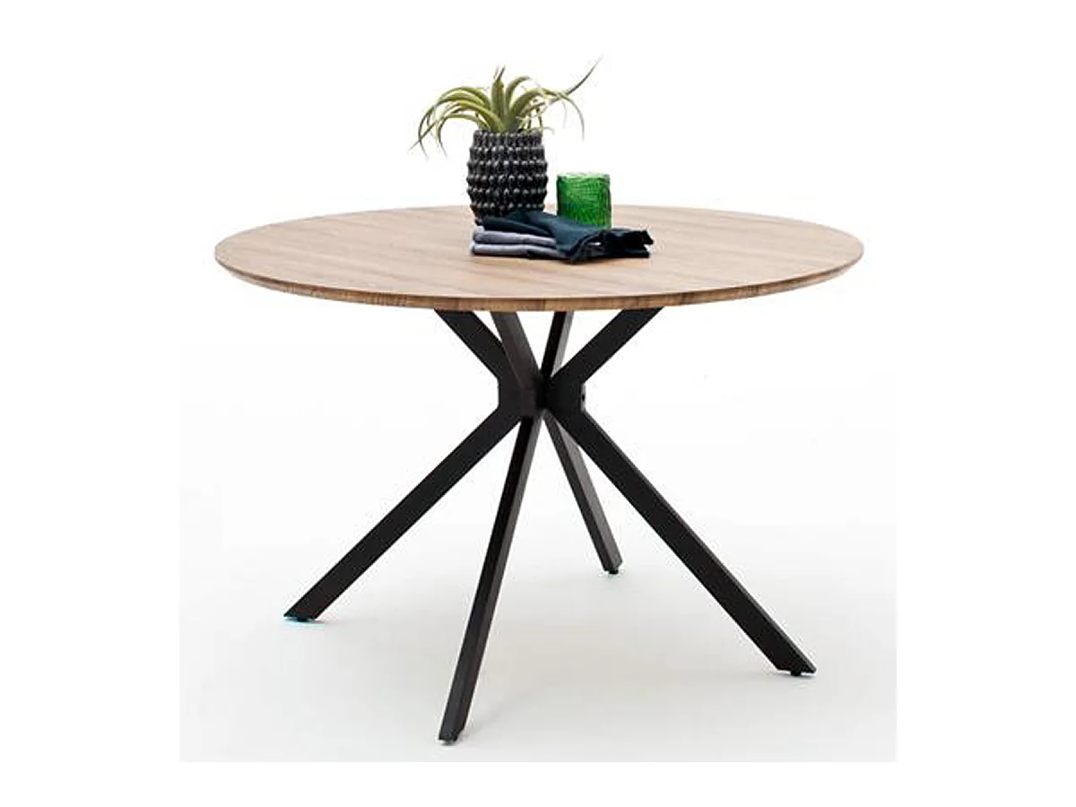 Table à manger finition chêne sauvage / anthracite - L.120 x H.76 x P.120 cm