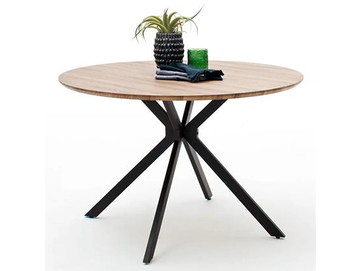 Table à manger finition chêne sauvage / anthracite - L.120 x H.76 x P.120 cm