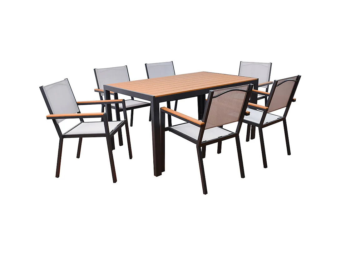 HOME DELUXE CANTOS SEDIA salon de jardin 150 x 90 cm - comprenant 6 chaises, meubles de salon, table en aluminium, table de balcon |